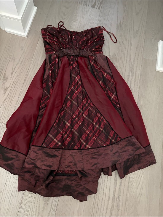 BCBGMaxAzria Dresses & Skirts - BCBGMaxAzria Viviene Westwood Style Strapless Red Plaid & Solid Cocktail Dress S